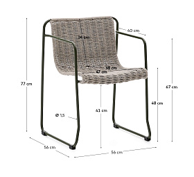 Стул Maurina из оцинкованной стали зеленого цвета и экрю и серым шнуром