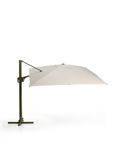 Бежевый консольный зонт Noli с зеленой алюминиевой конструкцией, 300 x 300 см
