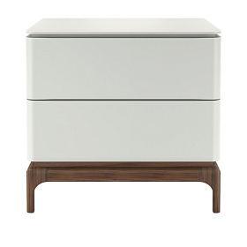 Прикроватная тумбочка CALPE шпон ореха F, светло-серый матовый лак RAL9002
