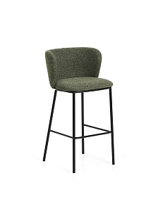 Барный стул Ciselia из темно-зеленого шенилла с ножками из черной стали
