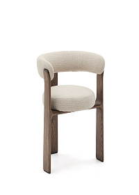 Granite Стул на 3 ножках из бежевого шенилла и массива ясеня в отделке орех