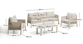 Комплект садовой мебели Aleria из бежевого алюминия и веревки