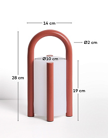 Портативная настольная лампа Leros из полиэтилена и стали терракотового цвета