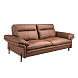 Коричневый кожаный 3-местный диван модель 6242