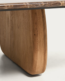 Журнальный столик Pirita из коричневого мрамора с ножками из дуба с натурально отделкой, 147 x 65 см