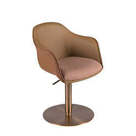 Поворотный стул 4235 из терракотово- бежевой ткани и коричневой экокожи
