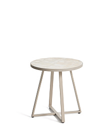 Уличный столик Tella из бежевой стали с бежевой плиткой 45 см