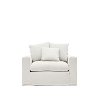 Кресло Nora со съемным чехлом цвета экрю из льна и хлопка