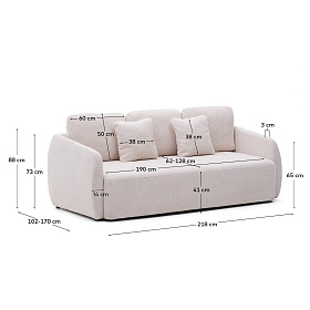 Laira 3-местный диван-кровать из шенилла цвет экрю 225 см
