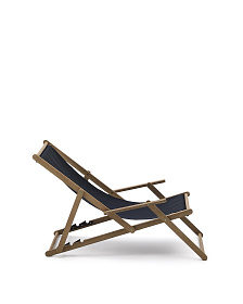 Складное кресло Vilara для улицы из акации и текстиля черного цвета