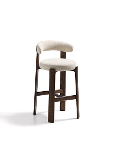 Барный стул Granite из бежевого шенилла и ясеня с отделкой орех 75 см