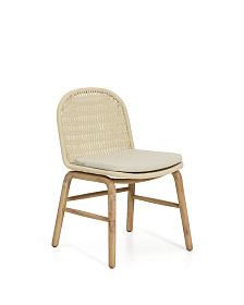 Уличный стул Alipa из массива акации и веревки цвета экрю