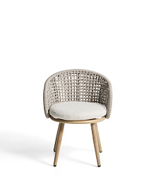 Уличный стул Lidario из алюминия с отделкой под дерево и бежевой веревки