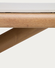 Уличный стол Mirtia из алюминия с отделкой под дерево и кремового спеченного камня, 240 x 110 см