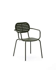 Стул для улицы Brai с подлокотниками из оцинкованной стали зелёного цвета