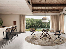 Барный стул 4128/BS-1698A из коричневого бархата и ротанга