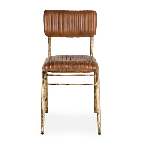 Стул с кожаным сиденьем Romina с белыми ножками