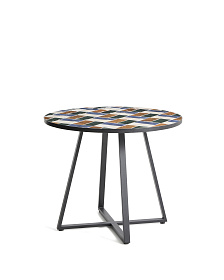 Уличный стол Tella из зеленой стали с разноцветной плиткой 90 см