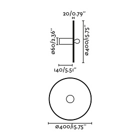 Costas 400 H140 Настенный/потолочный светильник черный/из ротанга