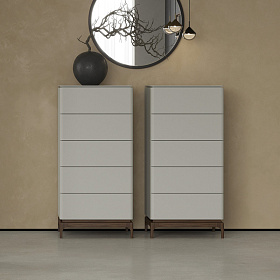 Комод  высокий CALPE  шпон ореха F, светло-серый матовый лак