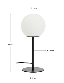 Настольная лампа Brisia из черного металла с матовым стеклянным шаром Ø15