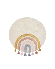 Круглый ковер Tadea 100% хлопок разноцветная радуга Ø 100 см