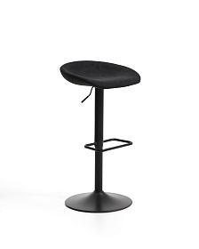 Барный табурет Danua из черной синели и матовой черной стали, 68-89 см