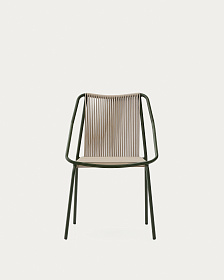 Садовое кресло Zivia из веревки цвета экрю и оцинкованной стали зеленого цвета