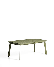 Раздвижной уличный стол Izola из алюминия с зеленой отделкой, 185 (235) x 100 см