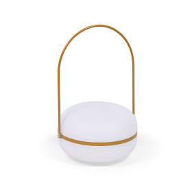 Переносная настольная лампа Tea из полиэтилена и металла с горчичной отделкой