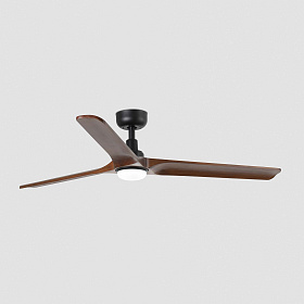 Вентилятор HEYWOOD L Ш1320mm черный / темное дерево 3P LED 10W CCT