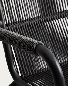 Уличное кресло Salis из графитового алюминия и темно-серой веревки