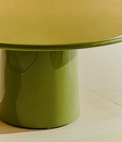 Журнальный столик Albanella из цемента с глянцевой зеленой отделкой Ø85 см