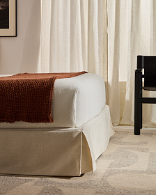 Основание кровати Jaira со съемным чехлом из белого шенилла для матраса 180 х 200 см