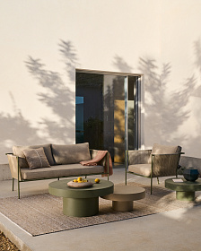 Уличное кресло Zivia из веревки цвета экрю и стали зеленого цвета