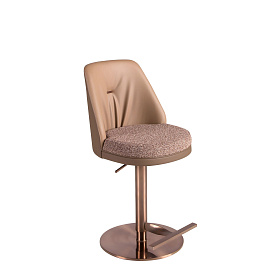Поворотный барный стул 4227 из коричневой ткани и коричневой экокожи