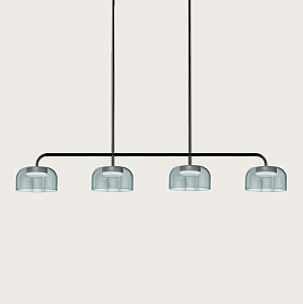 Подвесной светильник Ipon 4L черный металл / плафоны дымчато-синие