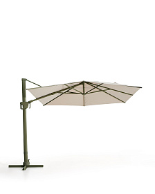 Бежевый консольный зонт Noli с зеленой алюминиевой конструкцией, 300 x 420 см
