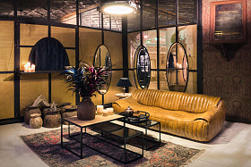 Коричневый кожаный диван Stefan