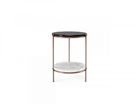 Приставной столик Stanley 2 Carrara Marble/Black/Copper Stainless