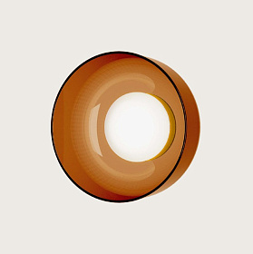 Настенный светильник Ipon золотой металл, янтарный плафон