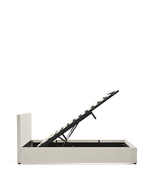 Кровать Nahiri бежевого цвета из шенилла с ящиком для хранения 160 x 200 см