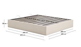 Основание кровати Nelzi из шенилла цвета экрю для матраса 180 x 200 см