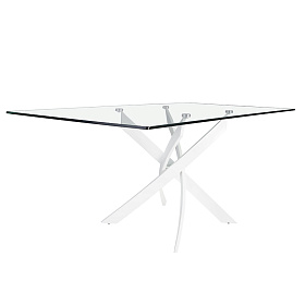 Прямоугольный обеденный стол 1138/F2133-BLANCO 150x95 стеклянный с белыми ножками