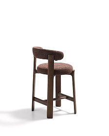 Полубарный стул Granite из коричневого шенилла и ясеня с отделкой орех 65 см