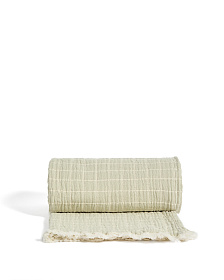 Плед Tivaro из хлопка, жаккардовый в светло-зеленую клетку двухсторонний 130 x 170 см