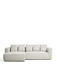 3-местный диван-кровать Marela бежевый шенилл с кушеткой слева, 276 см