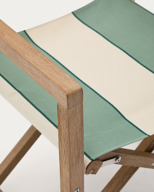 Уличный cкладной стул Vilara в зелёно-бежевую полоску из акации