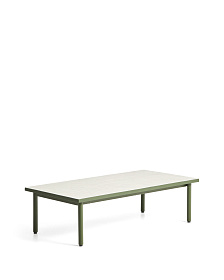 Уличный столик Maurina из зеленой стали с плиткой цвета экрю 122 x 61 см