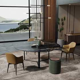 Обеденный стол Bamboo 240x110 мрамор Nero Marquina